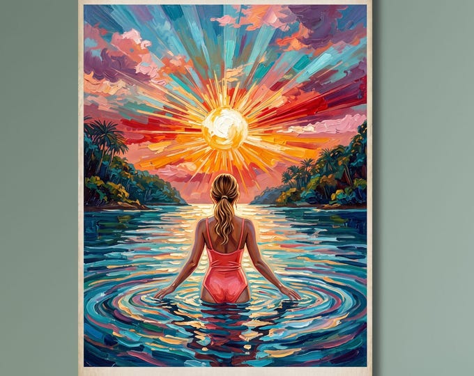 Into The Water I Go To Lose My Mind Find my Soul Canvas Wall  Swimming Poster, Swimmer Print, Gift Wall Art, Poster Print, Meditation art
