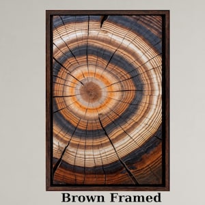 Tree Ring Rustic Framed Wall Art, Tree Stump Print, Wood Slice Art, Natural Wood Texture Decor, Modern Nature-Inspired Home Wall Art gift