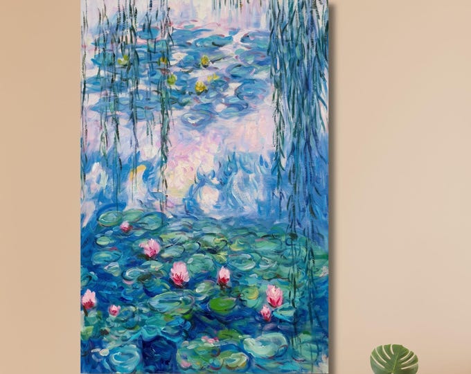 Claude Monet Water Lilies Canvas Wall Art Floral Oil Painting Canvas Print Classic Impressionist Artwork Floral Bedroom Living Room Decor