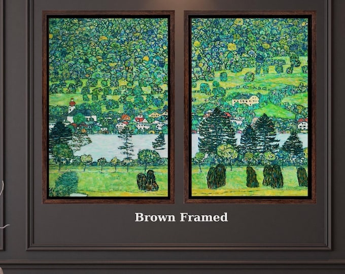 Gustav Klimt A Slope Forest Attersee Lake Canvas Art, Framed Green Landscape Print