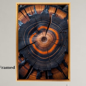 Tree Ring Canvas Wall Art, Rustic Wood Slice Print, Nature Tree Trunk Artwork, Minimalist Wooden Texture Canvas, Modern Rustic Wall Decor