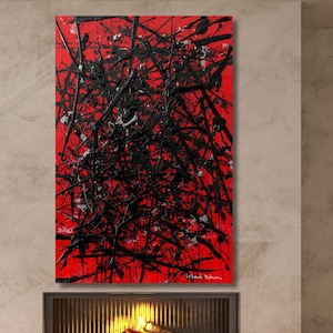 Pollock Style Canvas Wall Art, Abstract Drip Painting Print, Modern Splatter Art, Jackson Pollock Inspired Canvas, Decor Ready to Hang gift