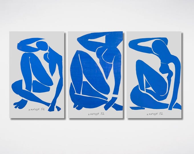 Matisse Blue Woman Canvas Prints: Minimalist Abstract Figure Gallery Poster