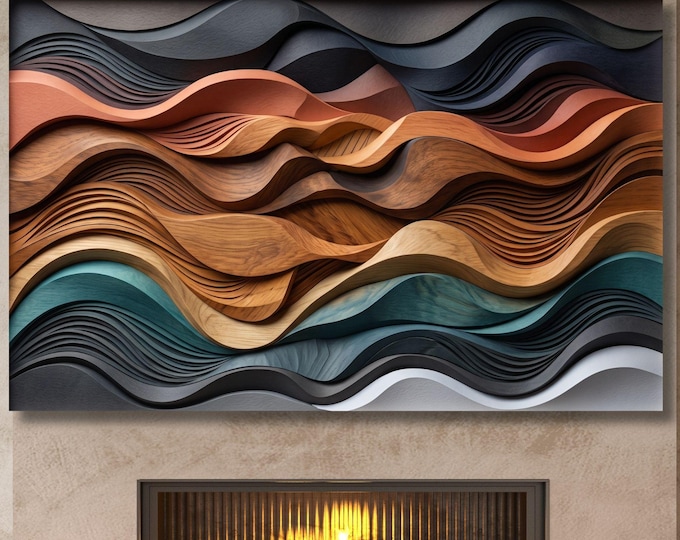 Over The Fireplace, Abstract Tree Canvas Print | Cotton, Stretched, Rolled, Framed Option - Custom Sizes, Ready To Hang