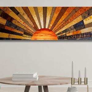 Sunrise Wood Look Wall Art Above Bed Decor Print Canvas Wood Long Sunlight Bedroom Wall Hanging Sunrise Sun Canvas Wall Office Print gift