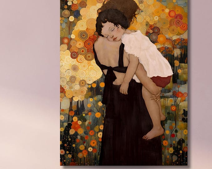 Klimt Mother and Child Canvas Print, Museum Wall Art