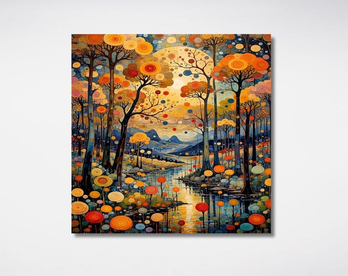 Wildflower Field Klimt Canvas Wall Art,Gustav Klimt Framed Wall Art,Tree of life Poster,Extra Large Wall Art Klimt canvas gift