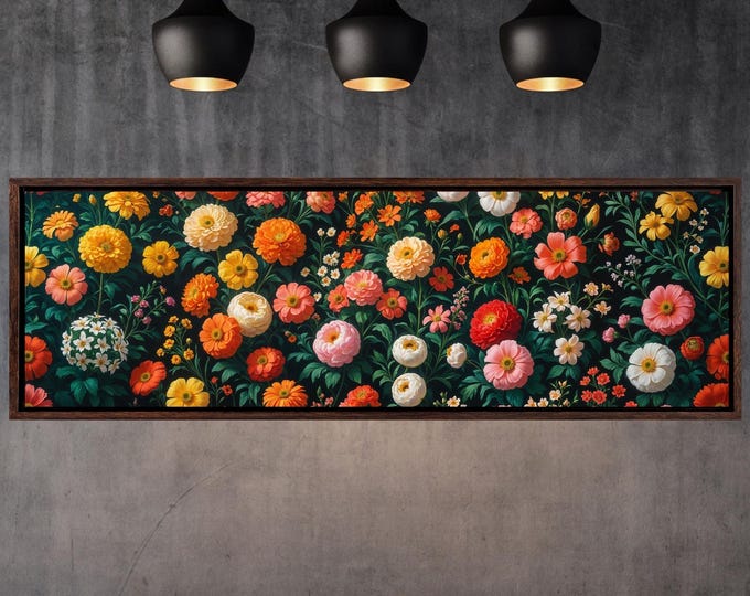 Wildflower Botanical Canvas Wall Art: Ready to Hang Framed Floral Print