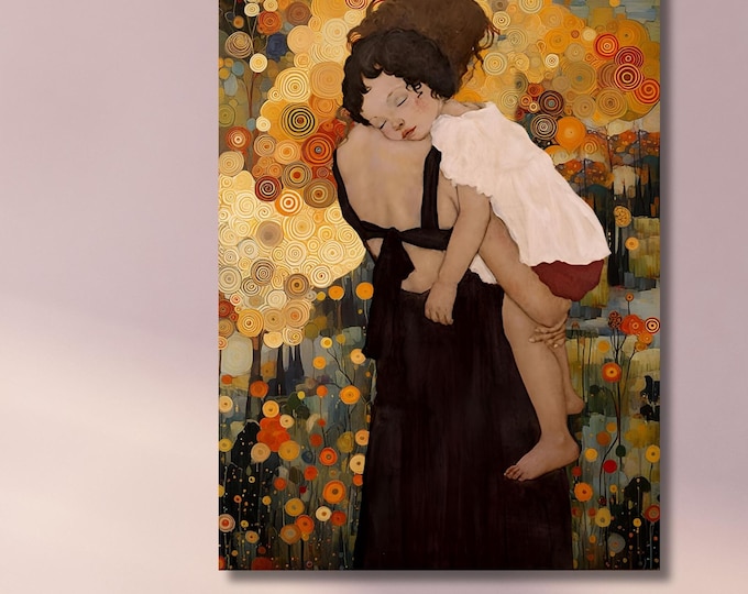 Klimt Mother and Child Canvas Print, Museum Wall Art
