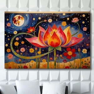 Lotus Flower Canvas Wall Art Spiritual Wall Art, Mandala Decor, Spiritual Mandala, Lotus Art Gift,Tree art gift Tree of Life Canvas Wall Art