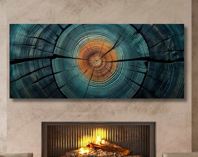 Panoramic Tree Ring Canvas Art: Elegant Natural Wall Decor