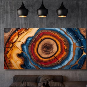 Tree Rings Canvas Wall Art Natural Wood Texture Print Rustic Tree Stump Design Modern Earthy Decor for Living Room Bedroom or Office Gift