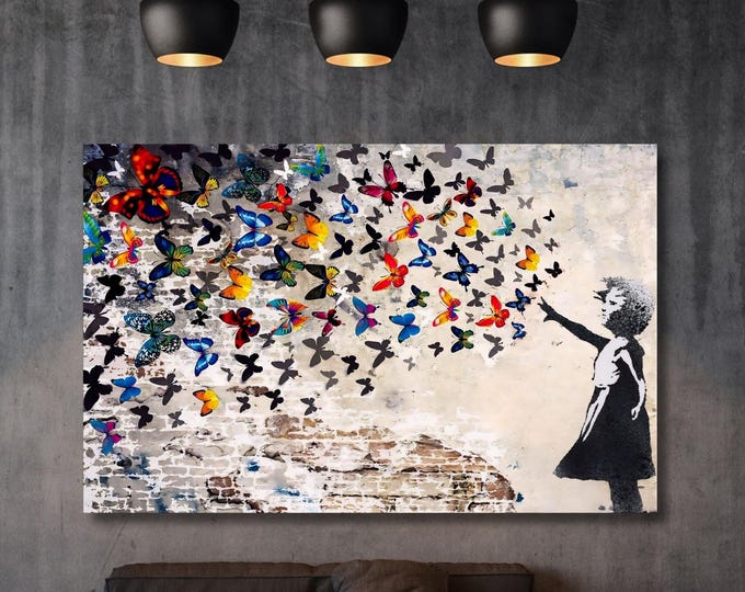 Banksy butterfly girl Canvas Art Graffiti Street Graffiti Art American Street Art,Banksy Graffiti Wall art wall hangings antique decor art