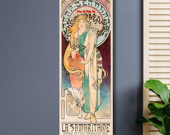 La Samaritaine 1897 by Alphonse Mucha Long Canvas Wall Art – Art Nouveau Poster Print