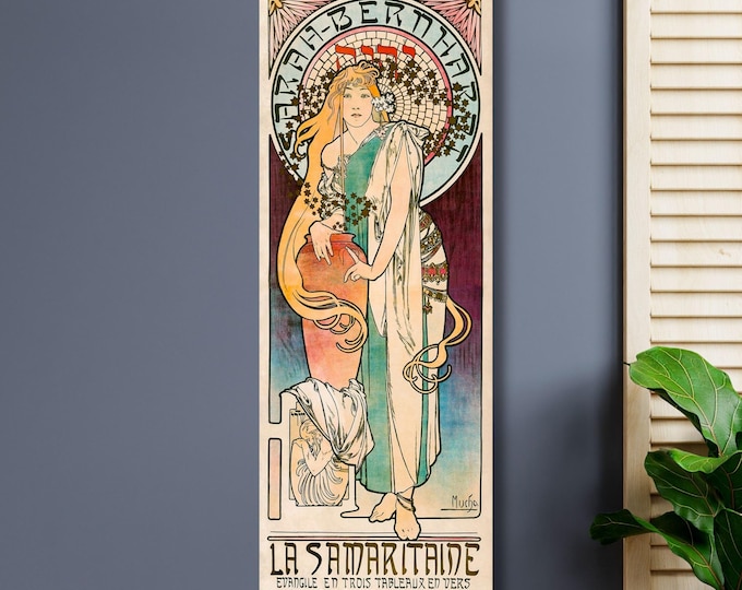 La Samaritaine 1897 by Alphonse Mucha Long Canvas Wall Art – Art Nouveau Poster Print