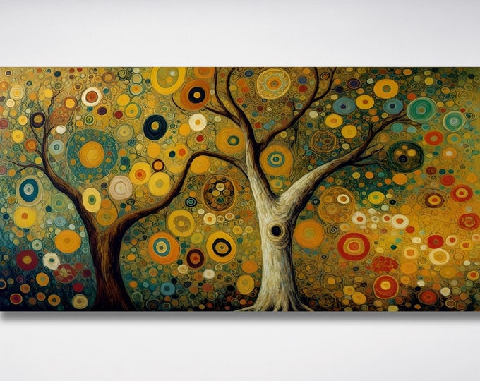 Gustav Klimt Tree of Life Canvas Wall Art Klimt Print, Klimt Canvas Poster, Gustav Klimt Poster, Klimt Exhibition Painting, Flower Garden