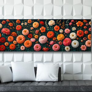 Botanischer Garten Wildblumen Muster Leinwand Wandkunst Botanische Bereit zum Aufhängen Horizontales Dekor Extragroße Wandkunst gerahmtes Art Home Poster