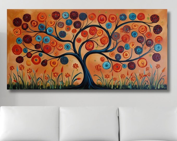 Gustav Klimt Tree of Life Canvas Wall Art Klimt Print, Klimt Canvas Poster, Gustav Klimt Poster, Klimt Exhibition Painting, Flower Garden