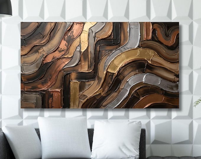 Textured Abstract Canvas Print, Modern Neutral Wall Art, Living Room Decor