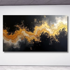 Abstract Canvas wall art, Luxury Art, Abstract Decor, Oversize Canvas, Contemporary Art Marble Canvas Black Gold Marble Decor Wall art gift