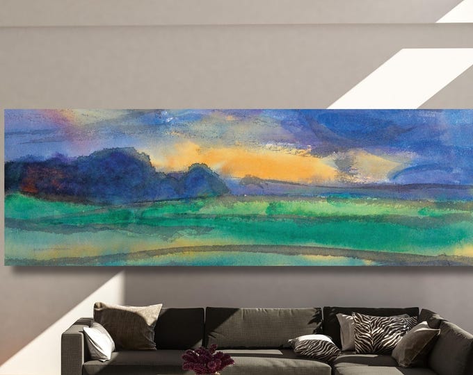 Emil Nolde Canvas Wall Art Landscape Under Blue Sky Bold Watercolor Style Wall Art Print, Vibrant Expressionist Nature Scene canvas