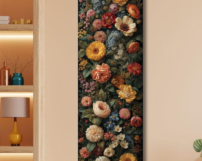 Wildflower Canvas Print: Tall Framed Nature Art for Hallway
