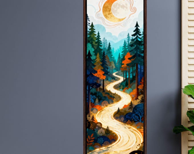 Long Narrow Canvas Wall Art Vertical Nature Print Tall Modern Tree or Mountain Wall Decor for Hallway, Entryway or Small Space Styling Print