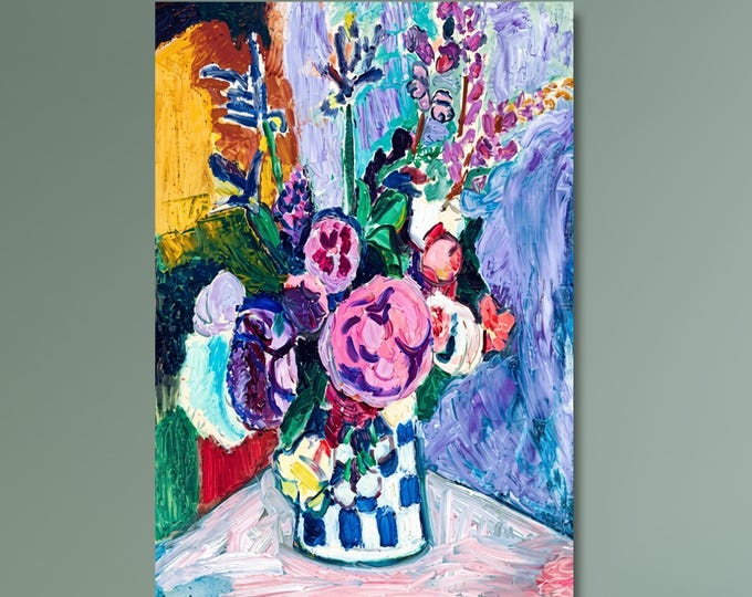 Matisse Les Pivoines Print, Fauvist Floral Peony Painting, Colorful Botanical Living Room Decor