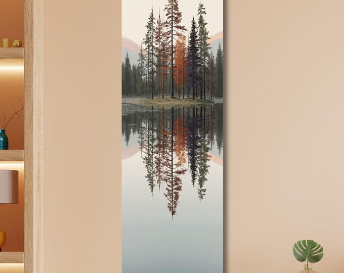 Long Narrow Wall Art,Smoky Mountains Painting, Spring Flowers Canvas, Landscape Wall Art Print, Nature Home Decor, Mountain Wall Hangings