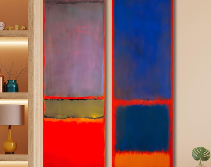 Set of 2 Long Narrow Canvas Wall Art Vertical Mark Rothko Canvas Art Famous Art,Canvas Large Wall Art,Vintage Art,Rothko Rothko Exhibition
