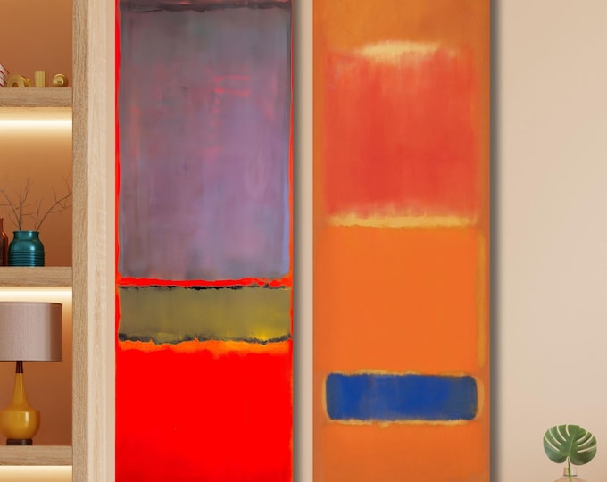 Set of 2 Long Narrow Canvas Wall Art Vertical Mark Rothko Canvas Art Famous Art,Canvas Large Wall Art,Vintage Art,Rothko Rothko Exhibition