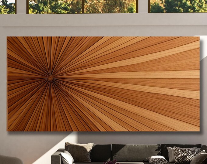 Long Sunshine, Bedroom Wall Art, Wood Wall Art Above Panoramic Sun Wall Art Christmas Gift Artwork Canvas Panoramic Sunset Canvas Wall Art