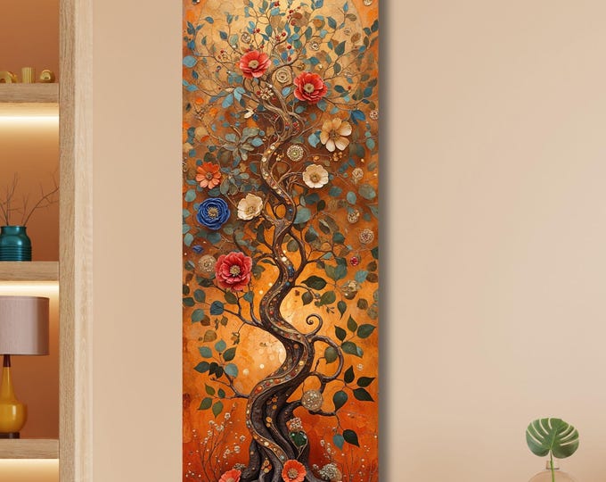 Long Vertical Canvas Print, Tree of Life, Nature Wall Art