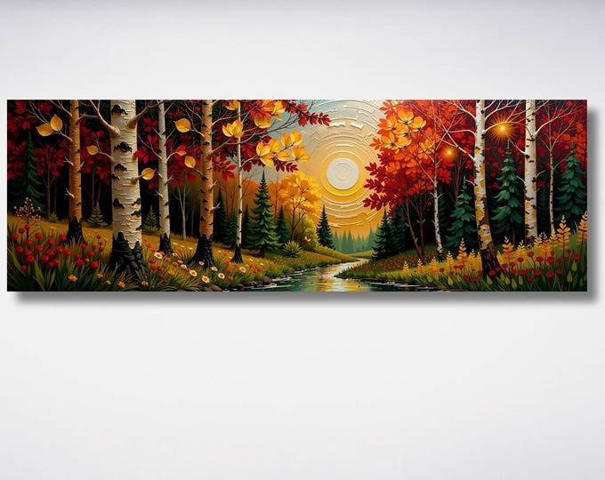 Klimt Style Birch Tree Canvas Wall Art: Yggdrasil Celtic Decor