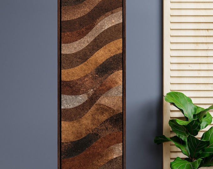 Abstract Brown and Black Canvas Print Tree Rings Long Narrow Rustic Wood Texture Print Wall Art for Hallway or Above Bed Natural Print