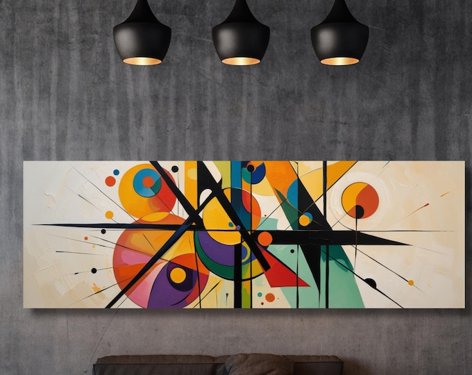 Kandinsky Style Geometric Canvas Art, Gallery Exhibition Print
