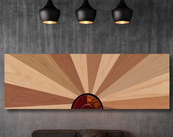 Sunrise Wood Look Canvas Print – Rustic Bedroom Wall Art