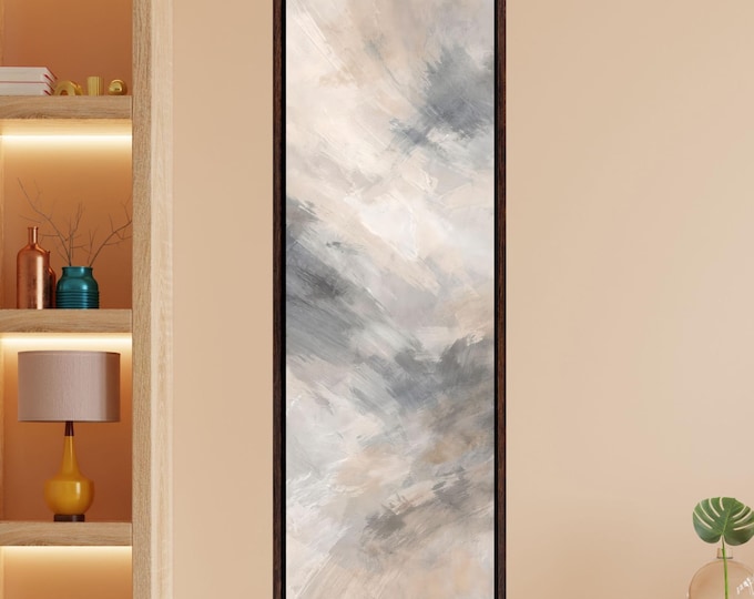 Long Narrow Vertical Canvas Wall Art – Tall Modern Abstract Nature Print Decor
