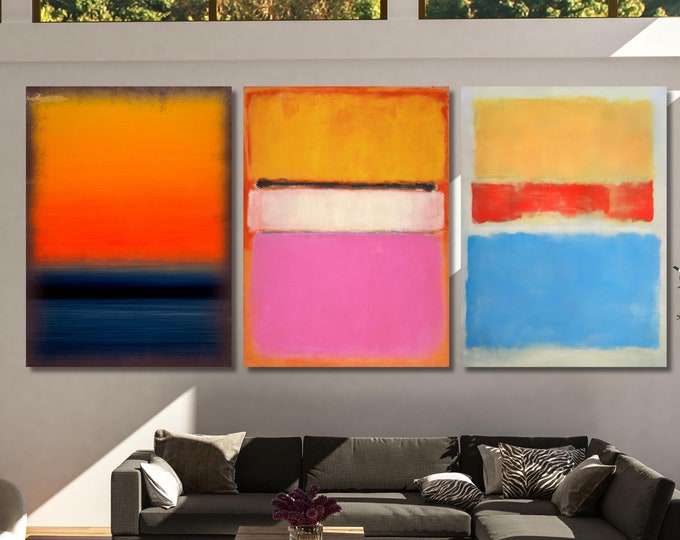 Set of 3 Rothko Style Abstract Canvas Prints: Minimalism Painting