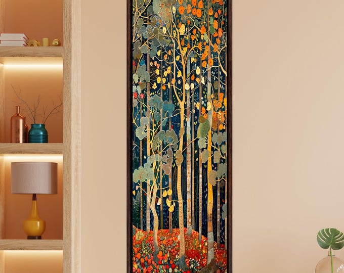 Long Narrow Canvas Wall Art Vertical Nature Print Tall Modern sun Tree or Mountain Wall Decor for Hallway,Entryway Small Space Styling Print