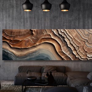 Panoramic Tree Rings Canvas Wall Art Elegant Natural Wall Art Great Design Solution for Echo Tree Ring Print of stump, Tree ring Canvas art