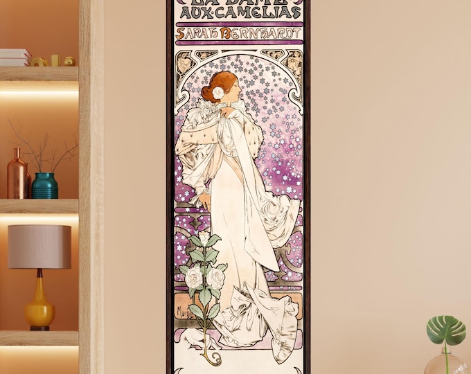 Alphonse Mucha La Dame aux Camelias Print – Art Nouveau Floral Canvas Wall Art