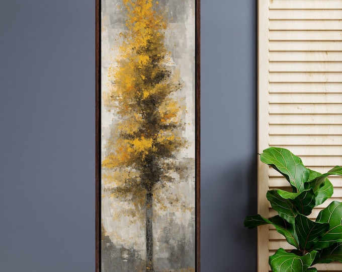 Modern Nature Canvas Wall Art, Minimalist Botanical Print, Neutral Color Long Narrow Wall Art, Vintage Style Home Decor, Wall Hangings