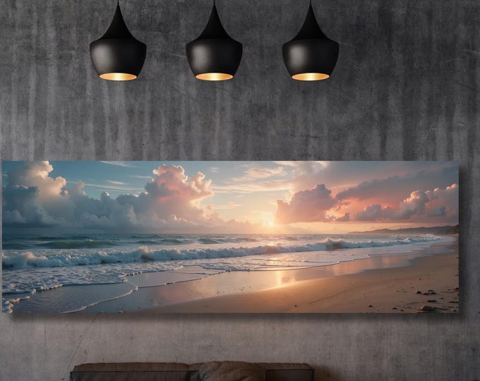 Sunset Panoramic Wall Art,Warm Sun Canvas Print,Minimalist Sunset Wall Decor,Boho Landscape Canvas, Nature Sun Art for Living Room Wall art