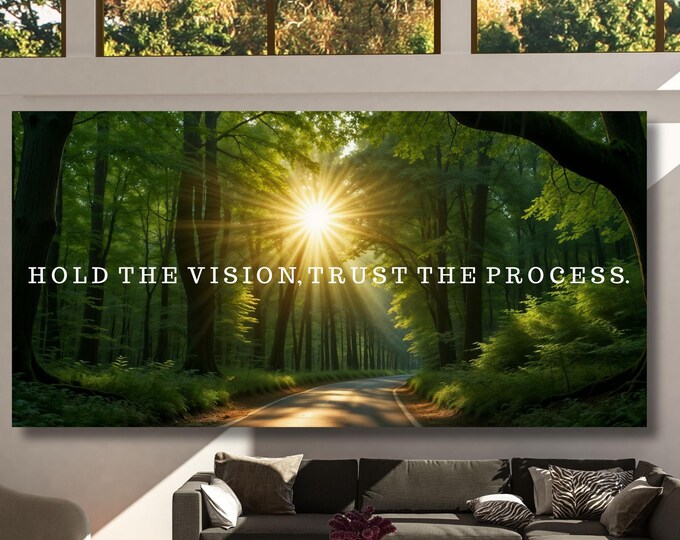 Hold The Vision Trust The Process Canvas Wall Art Sunset Canvas Wall Art For Office Decor Entrepreneur Motivational Quotes Canvas Success