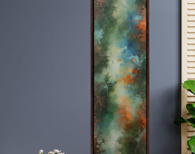 Long Narrow Canvas Wall Art Vertical Nature Print Tall Modern Abstract Waves Wall Decor for Hallway,Entryway Small Space Abstract Styling