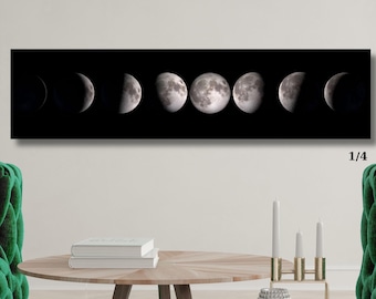 Moon Phases Canvas Wall Art – Lunar Eclipse Space Decor for Home & Bedroom Canvas Wall Office Print gift Astronomy Wall Art Lunar Eclipse