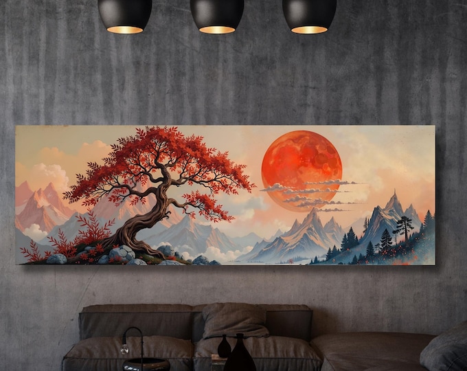 Japanese Maple Tree Wall Art - Vintage Sunset Canvas Print