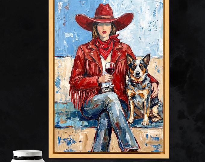 Cowgirl Martini Bar Canvas Art: Western Ranch Wall Print, Modern Decor