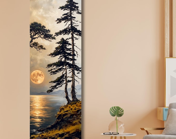 Sunset Forest Path Canvas Wall Art – Long Narrow Nature Print